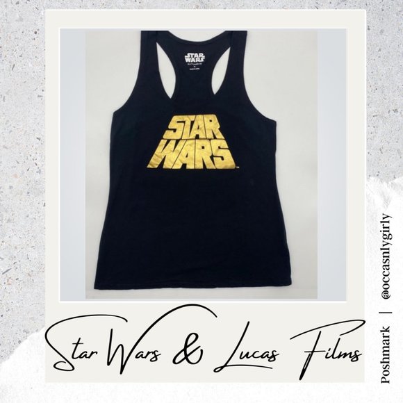 Star Wars Tops - Star Wars Racerback Black & Gold Tank
